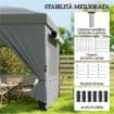Gazebo Pieghevole 3x6 m Pop Up con 6 Pareti Laterali, Sacchi di Sabbia, Borsa con Ruote, UV50+, Grigio Scuro