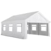 GAZEBO DA GIARDINO 4X6 M CON PANNELLI LATERALI, 6 FINESTRE E DOPPIO INGRESSO, IN ACCIAIO GALVANIZZATO, BIANCO