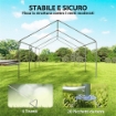 GAZEBO DA GIARDINO 4X6 M CON PANNELLI LATERALI, 6 FINESTRE E DOPPIO INGRESSO, IN ACCIAIO GALVANIZZATO, BIANCO