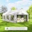GAZEBO DA GIARDINO 4X6 M CON PANNELLI LATERALI, 6 FINESTRE E DOPPIO INGRESSO, IN ACCIAIO GALVANIZZATO, BIANCO