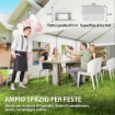 GAZEBO DA GIARDINO 4X6 M CON PANNELLI LATERALI, 6 FINESTRE E DOPPIO INGRESSO, IN ACCIAIO GALVANIZZATO, BIANCO