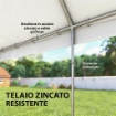 GAZEBO DA GIARDINO 4X6 M CON PANNELLI LATERALI, 6 FINESTRE E DOPPIO INGRESSO, IN ACCIAIO GALVANIZZATO, BIANCO