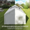 GAZEBO DA GIARDINO 4X6 M CON PANNELLI LATERALI, 6 FINESTRE E DOPPIO INGRESSO, IN ACCIAIO GALVANIZZATO, BIANCO