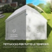 Tendone per Feste 4x6 m con Finestre e 4 Pareti Laterali Rimovibili, in Acciaio e PE, Bianco