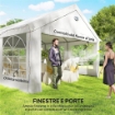 Tendone per Feste 4x6 m con Finestre e 4 Pareti Laterali Rimovibili, in Acciaio e PE, Bianco