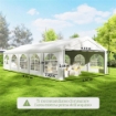 Tendone da Giardino 10x5 m con 10 Pareti Laterali Rimovibili, in PE e Metallo Galvanizzato, Bianco