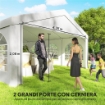 Tendone da Giardino 10x5 m con 10 Pareti Laterali Rimovibili, in PE e Metallo Galvanizzato, Bianco
