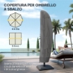 Copertura per Ombrellone 3x3 m Impermeabile, Custodia Copri Ombrellone a Sbalzo con Cerniera e Laccio, Nero
