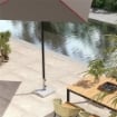 Base per Ombrellone Quadrata in Granito da 21 kg con Maniglie e 2 Manopole Regolabili, Grigio