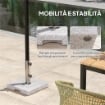 Base per Ombrellone Quadrata in Granito da 21 kg con Maniglie e 2 Manopole Regolabili, Grigio