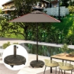 BASE PER OMBRELLONE ROTONDA IN RESINA DA 21 KG CON RUOTE E FRENI, BRONZO