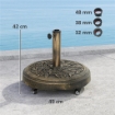 BASE PER OMBRELLONE ROTONDA IN RESINA DA 21 KG CON RUOTE E FRENI, BRONZO
