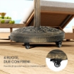 BASE PER OMBRELLONE ROTONDA IN RESINA DA 21 KG CON RUOTE E FRENI, BRONZO