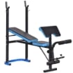 Panca Multifunzione con Supporto Bilanciere e Schienale Regolabile, in Acciaio e PU, 155x56.5x120 cm, Nero e Blu