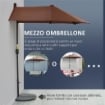 OMBRELLONE A MEZZALUNA DOPPIO 2X2 M CON APERTURA A MANOVELLA E SUPPORTO A CROCE, IN ACCIAIO E POLIESTERE, CAFFÈ
