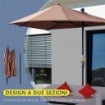 OMBRELLONE A MEZZALUNA DOPPIO 2X2 M CON APERTURA A MANOVELLA E SUPPORTO A CROCE, IN ACCIAIO E POLIESTERE, CAFFÈ