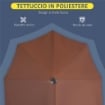 OMBRELLONE A MEZZALUNA DOPPIO 2X2 M CON APERTURA A MANOVELLA E SUPPORTO A CROCE, IN ACCIAIO E POLIESTERE, CAFFÈ