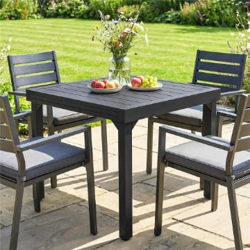 Tavolo da Giardino Allungabile con Piano a Doghe, 80/160x80 cm Nero