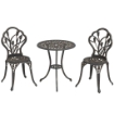 Set da Esterno 3 Pezzi con 2 Sedie da Giardino e Tavolo Rotondo con Foro per Ombrellone, Bronzo