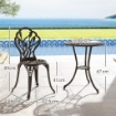 Set da Esterno 3 Pezzi con 2 Sedie da Giardino e Tavolo Rotondo con Foro per Ombrellone, Bronzo
