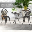 Set da Esterno 3 Pezzi con 2 Sedie da Giardino e Tavolo Rotondo con Foro per Ombrellone, Bronzo