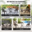 Set da Esterno 3 Pezzi con 2 Sedie da Giardino e Tavolo Rotondo con Foro per Ombrellone, Bronzo