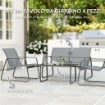 SET DA ESTERNO CON PANCHINA 2 POSTI, 2 SEDIE E TAVOLINO DA CAFFÞ, METALLO E TEXTELINE, GRIGIO CHIARO
