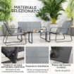 SET DA ESTERNO CON PANCHINA 2 POSTI, 2 SEDIE E TAVOLINO DA CAFFÞ, METALLO E TEXTELINE, GRIGIO CHIARO