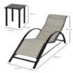 Set di 2 Lettini Prendisole e Tavolino con Piano in Vetro, 59x169x66 cm, Grigio