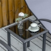 Set di 2 Lettini Prendisole e Tavolino con Piano in Vetro, 59x169x66 cm, Grigio Chiaro