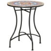 TAVOLO DA GIARDINO TONDO Ï60CM IN METALLO E MOSAICO, ARREDAMENTO DA ESTERNO E INTERNO, ROSSO