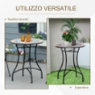 TAVOLO DA GIARDINO TONDO Ï60CM IN METALLO E MOSAICO, ARREDAMENTO DA ESTERNO E INTERNO, ROSSO