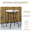 TAVOLO DA GIARDINO TONDO Ï60CM IN METALLO E MOSAICO, ARREDAMENTO DA ESTERNO E INTERNO, ROSSO