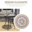 TAVOLO DA GIARDINO TONDO Ï60CM IN METALLO E MOSAICO, ARREDAMENTO DA ESTERNO E INTERNO, ROSSO