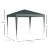 GAZEBO DA GIARDINO 2.7X2.7 M CON PICCHETTI E CORDE, TELAIO IN ACCIAIO E RIVESTIMENTO IN PE, VERDE SCURO