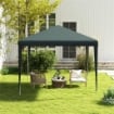 GAZEBO DA GIARDINO 2.7X2.7 M CON PICCHETTI E CORDE, TELAIO IN ACCIAIO E RIVESTIMENTO IN PE, VERDE SCURO