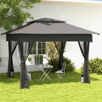 SET 4 PESI PER GAZEBO RIEMPIBILI CON SABBIA FINO A 12 KG, IN TESSUTO OXFORD 168D, 20X10X43 CM, NERO E GRIGIO