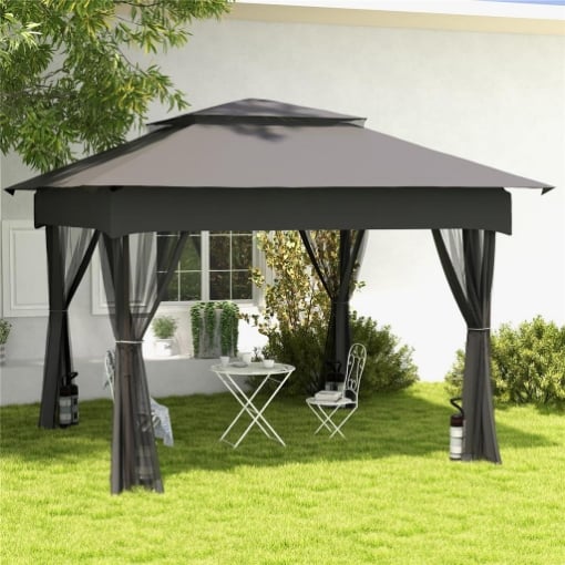SET 4 PESI PER GAZEBO RIEMPIBILI CON SABBIA FINO A 12 KG, IN TESSUTO OXFORD 168D, 20X10X43 CM, NERO E GRIGIO