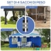 SET 4 PESI PER GAZEBO RIEMPIBILI CON SABBIA FINO A 12 KG, IN TESSUTO OXFORD 168D, 20X10X43 CM, NERO E GRIGIO