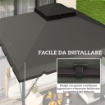 Copertura per Gazebo 3x3 m a 2 Livelli con 8 Fori di Drenaggio, in Poliestere Grigio Chiaro e Scuro