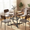 Tavolo da pranzo 4 posti, 100 cm rotondo, cucina industriale, ripiano portaoggetti, marrone rustico.