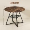 Tavolo da pranzo 4 posti, 100 cm rotondo, cucina industriale, ripiano portaoggetti, marrone rustico.