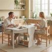 Tavolo da Pranzo Pieghevole per 4 Persone con Ripiano, in Legno, 160x60x75 cm, Bianco