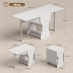 Tavolo da Pranzo Pieghevole per 4 Persone con Ripiano, in Legno, 160x60x75 cm, Bianco