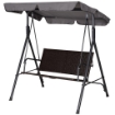 Dondolo da Giardino 2 Posti con Tettuccio Regolabile, 140x110x151 cm, Marrone e Grigio