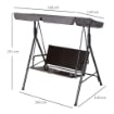 Dondolo da Giardino 2 Posti con Tettuccio Regolabile, 140x110x151 cm, Marrone e Grigio