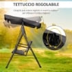 Dondolo da Giardino 2 Posti con Tettuccio Regolabile, 140x110x151 cm, Marrone e Grigio