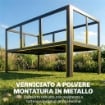 Set da Giardino 3pz con Divano Angolare 4 Posti e Tavolino a Doghe, in Metallo e Poliestere Grigio