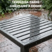 Set da Giardino 3pz con Divano Angolare 4 Posti e Tavolino a Doghe, in Metallo e Poliestere Grigio