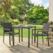 SET 2 SEDIE GIARDINO IMPILABILI CON SEDUTA E SCHIENALE IMBOTTITI, GRIGIO SCURO